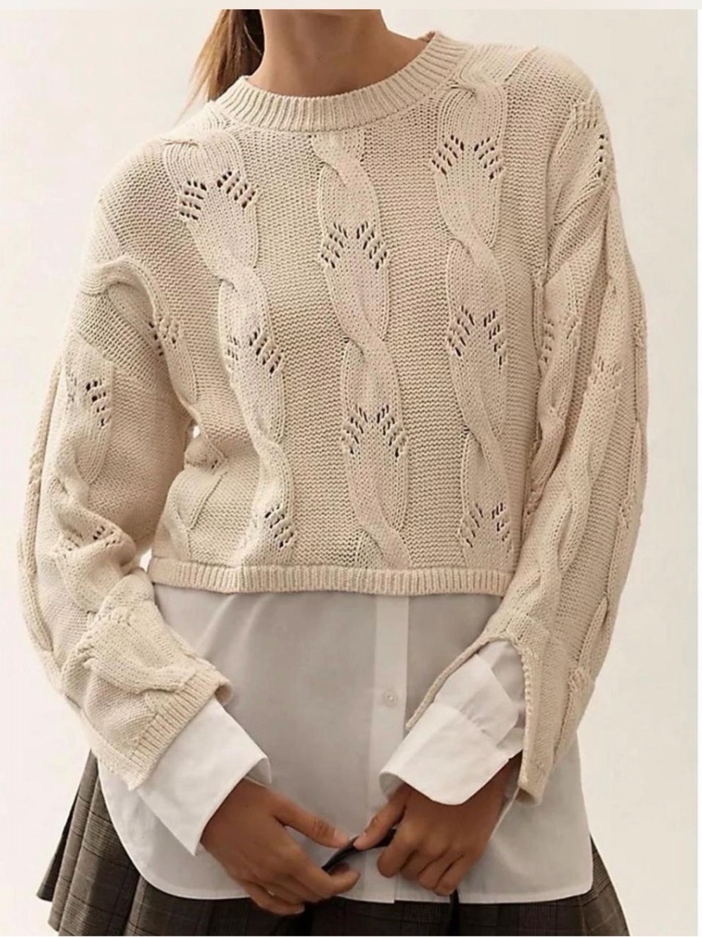 New Pilcro by Anthropologie Cable Twofer Sweater size M
